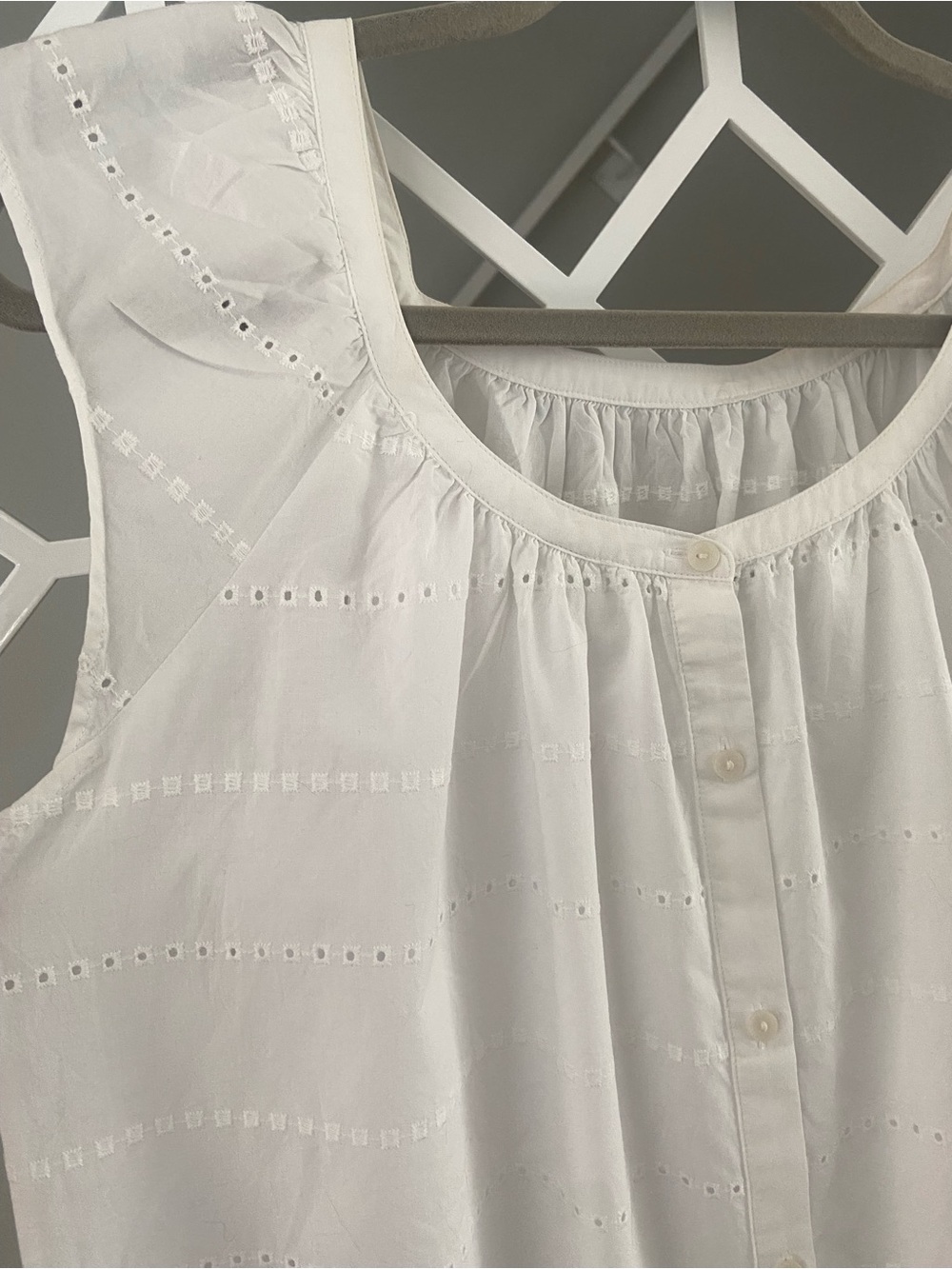 UNIQLO Embroidery Midi Dress Short Sleeve White Size Small Summer Beach - Picture 7 of 11